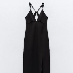 BNWT Black Crepe MIDI Dress Zara
